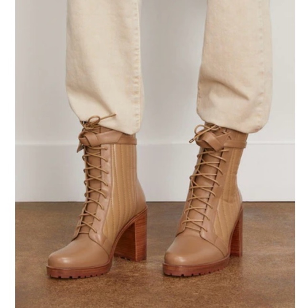 EUC Alexandre Birman Quilted Clarita Boot in latte size 39